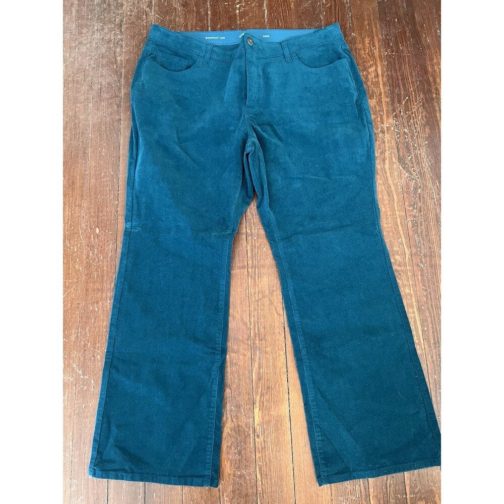 St Johns Bay Bootcut Corduroy Pants Stretch Blue-Green Comfort Waist 22W